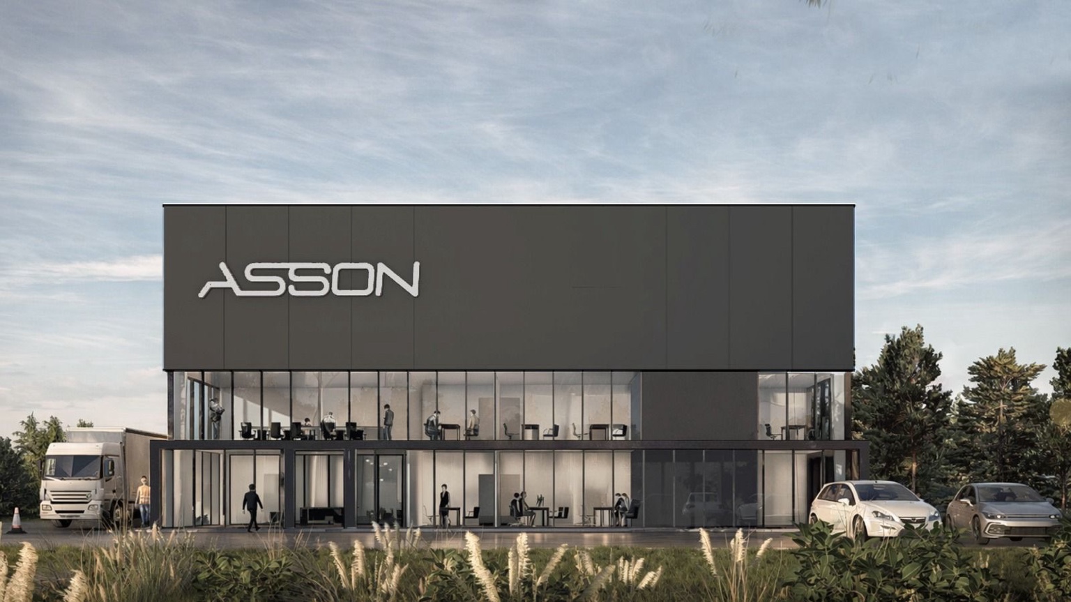 Proyecto de nave logística ASSON - vista frontal